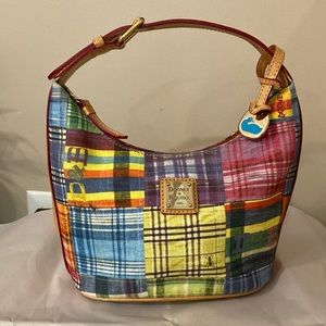 Dooney & Bourke Plaid Picnic Bag with British Tan Handle and Charm